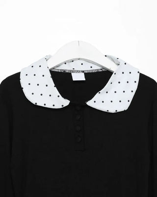 Polka Dot Frill Collar Top