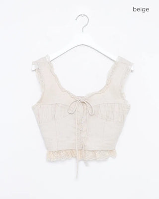 Lace hem cropped sleeveless bustier