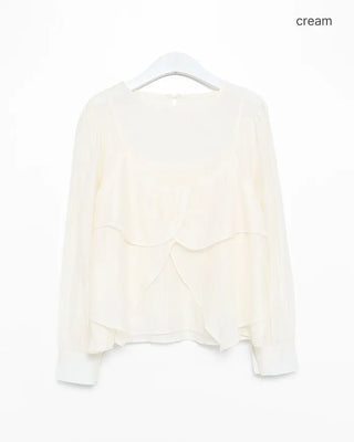 Shirred Sheer Bustier & Blouse Set