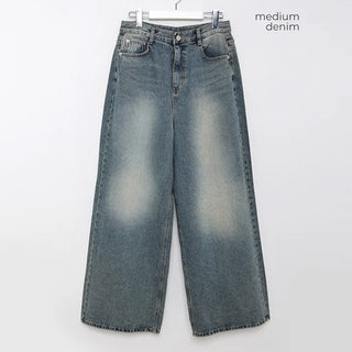 (Unisex) Gradient Distressed Straight Denim Pants
