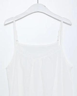 Neck hem punching lace long camisole dress