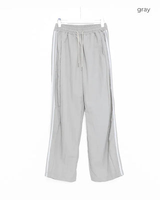 Nylon two-tone elastic waist pants
