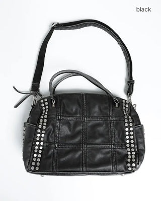 Block stitch double stud 2-way Boston bag