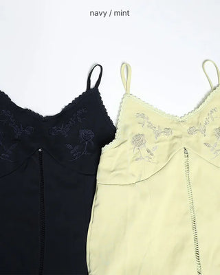 Flower stitch fagoting camisole