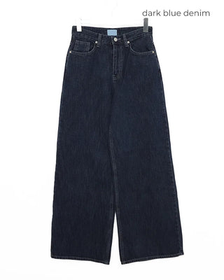 Blue denim wide-leg pants