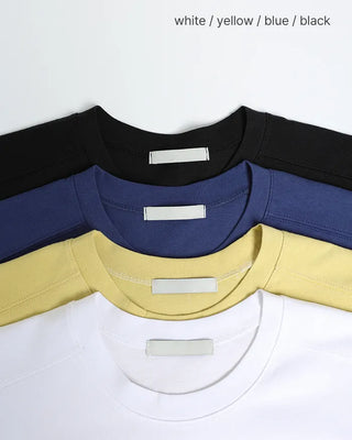Shoulder seam semi-cropped half T-shirt