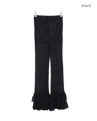 Tiered hem lace leggings