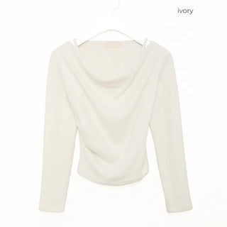 Drape Off-Shoulder Fleece T-Shirt