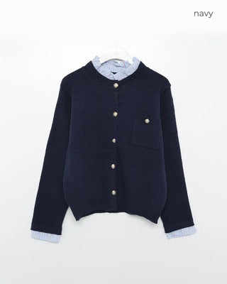 Frill-point button cardigan