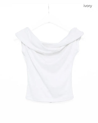 Drape off-shoulder T-shirt