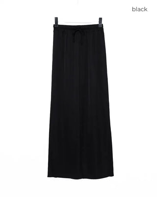 Satin string wide-waist elasticated pants