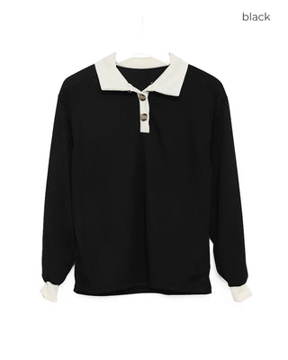 Open-collar double-button knit