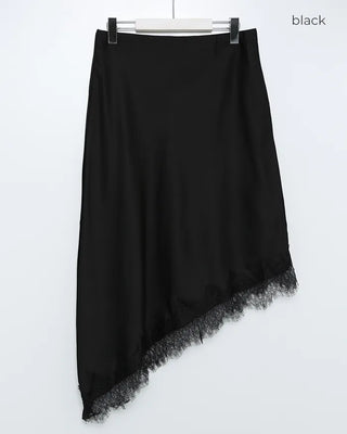 Satin lace long skirt