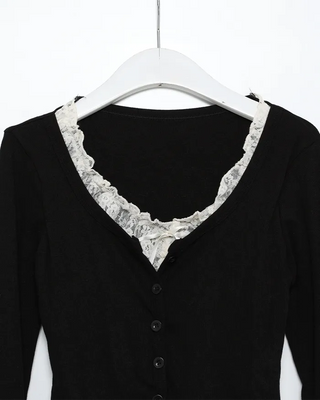 Lace Ribbon Layered Cardigan