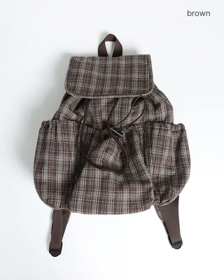 Multi-pocket check backpack