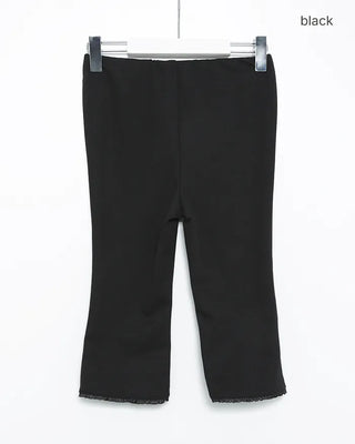 Lace hem capri leggings pants