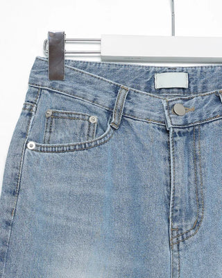 Distressed wide-fit denim pants