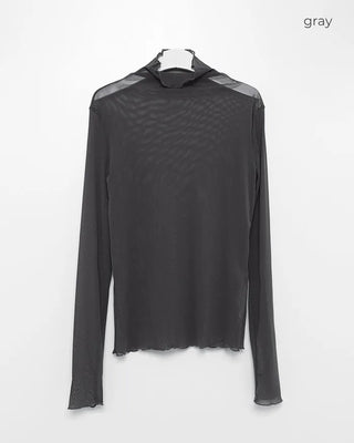 See-through layered long-sleeve T-shirt