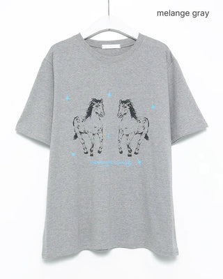 Double Horse Print Half T-Shirt