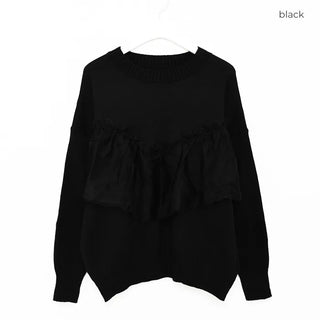 Pleated organza layered knit