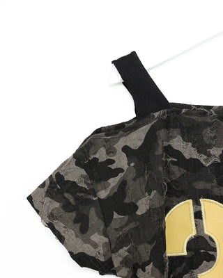 Camouflage Shoulder Number Lettering T-Shirt
