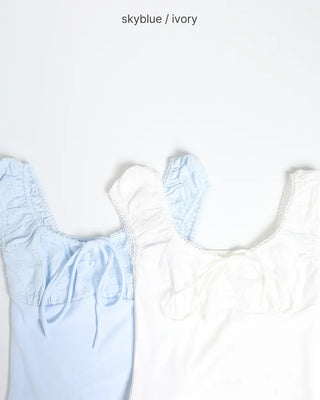 Shirred Ribbon Point T-Shirt