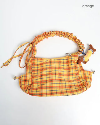 Checked gathered shoulder bag