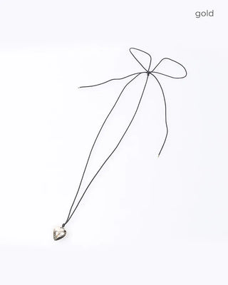 Heart pendant black strap necklace