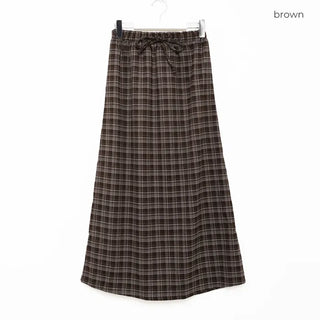 Classic check long skirt