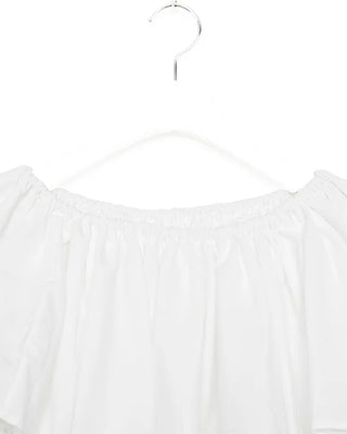 Off-shoulder cropped ruffle blouse