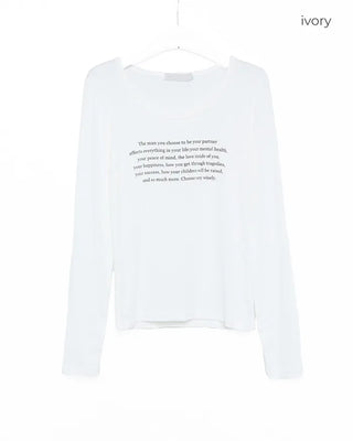 Lettering Cropped Long-Sleeve T-Shirt