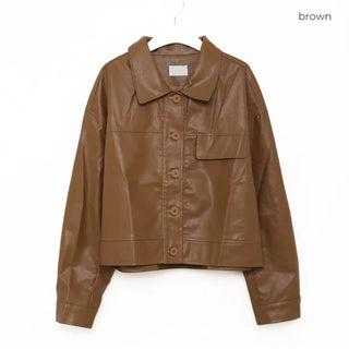 Casual short leather jacket