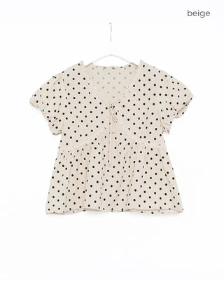 Polka Dot Ribbon Blouse