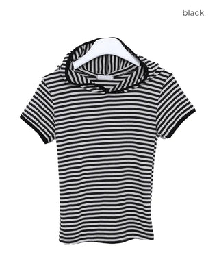 Hooded striped T-shirt