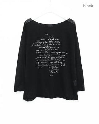 Off-shoulder lettering knit