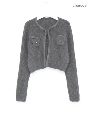 Tweed-style Angora Cardigan