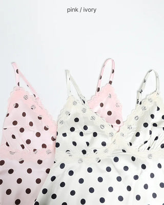 Satin mini polka dot frill camisole