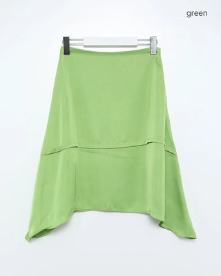 Center Yoke Asymmetrical Satin Skirt