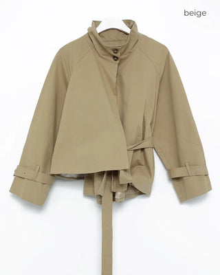 Stand-neck Big Gun Patch Yoke Short Trench Coat