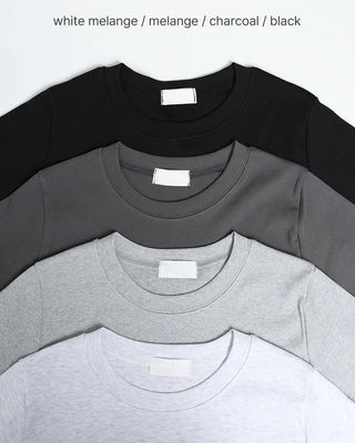 Semi-cropped short-sleeve T-shirt