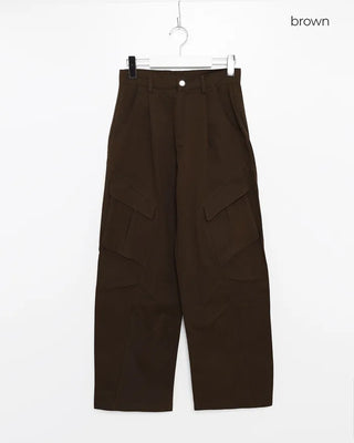 Knee-center seam cotton cargo pants
