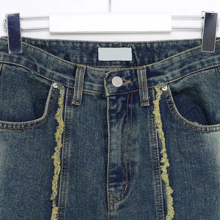 Fringe detail denim pants