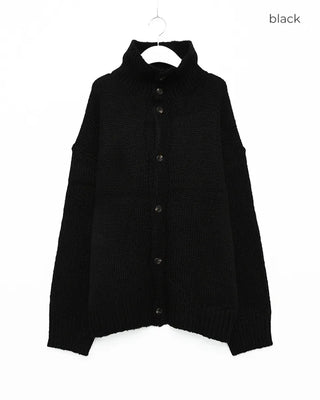 High-neck button-point cardigan