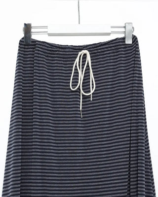 Striped elastic waist long skirt