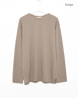 (Unisex) V-neck long-sleeve knit t-shirt