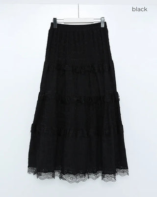 Flower punched long skirt
