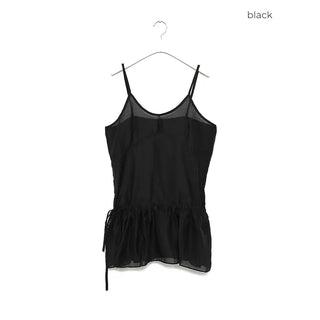 See-through camisole shirred dress