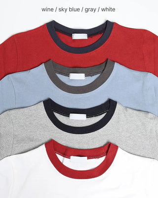 Two-tone half-sleeve T-shirt