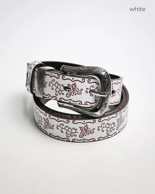 Butterfly perforated leather belt