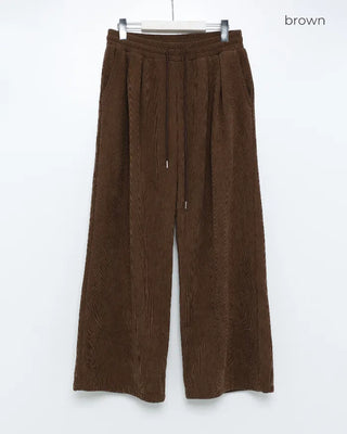 Wide-leg corduroy pants with string waistband